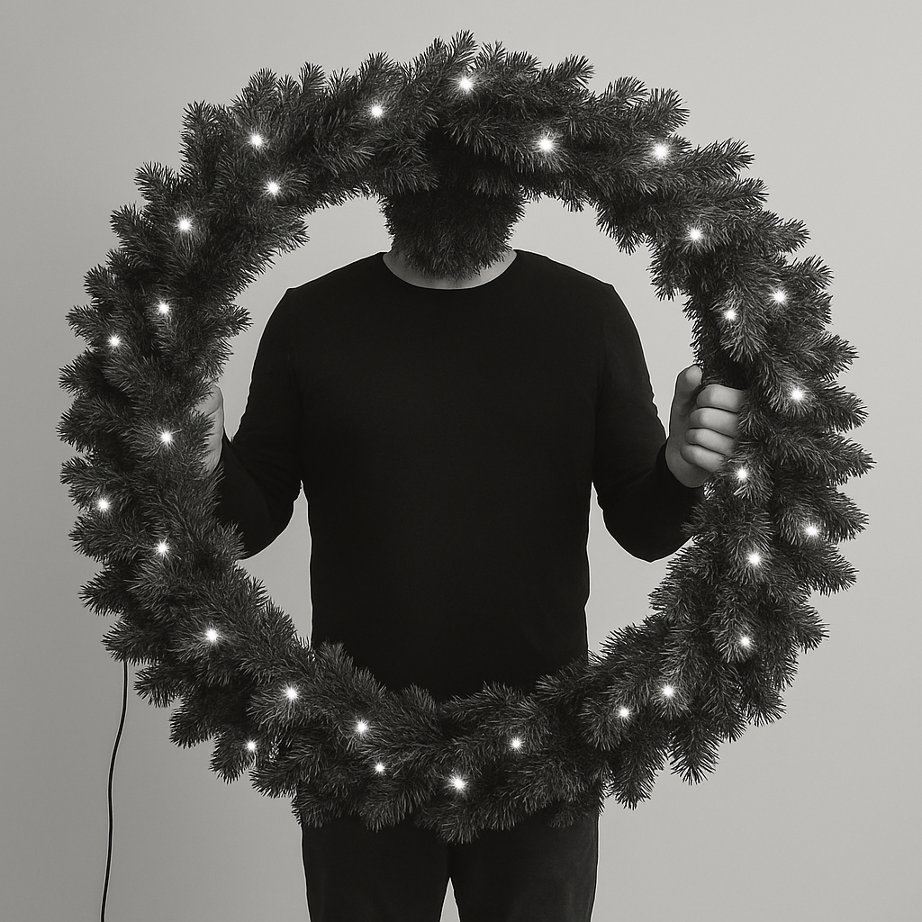 LARGE handmade Christmas wreath with lighting
